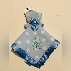 Carters Security Blanket Bear Blue Lovey Plush Bear Play With Me Dinosaurs Satin